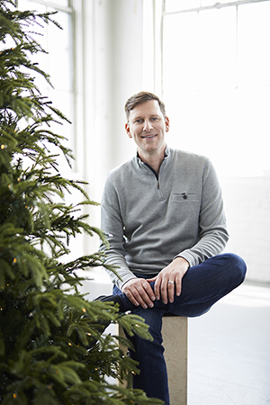 Mac Harman with Christmas tree