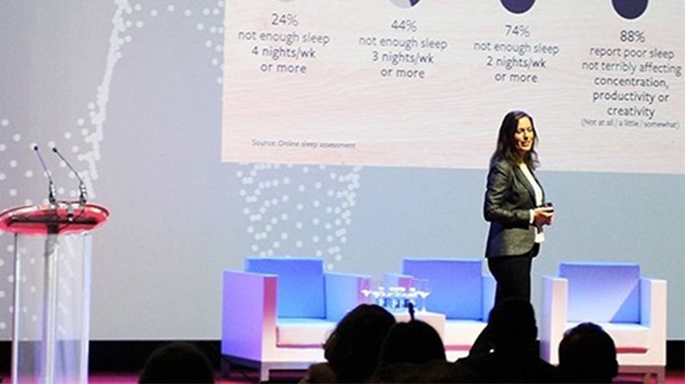 McKinsey Alum Els Van der Helm leads a presentation on the science of sleep