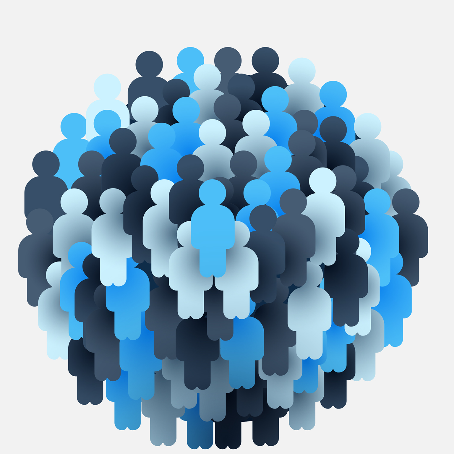 Vector illustration of a large multi-colored group of people in globe shape