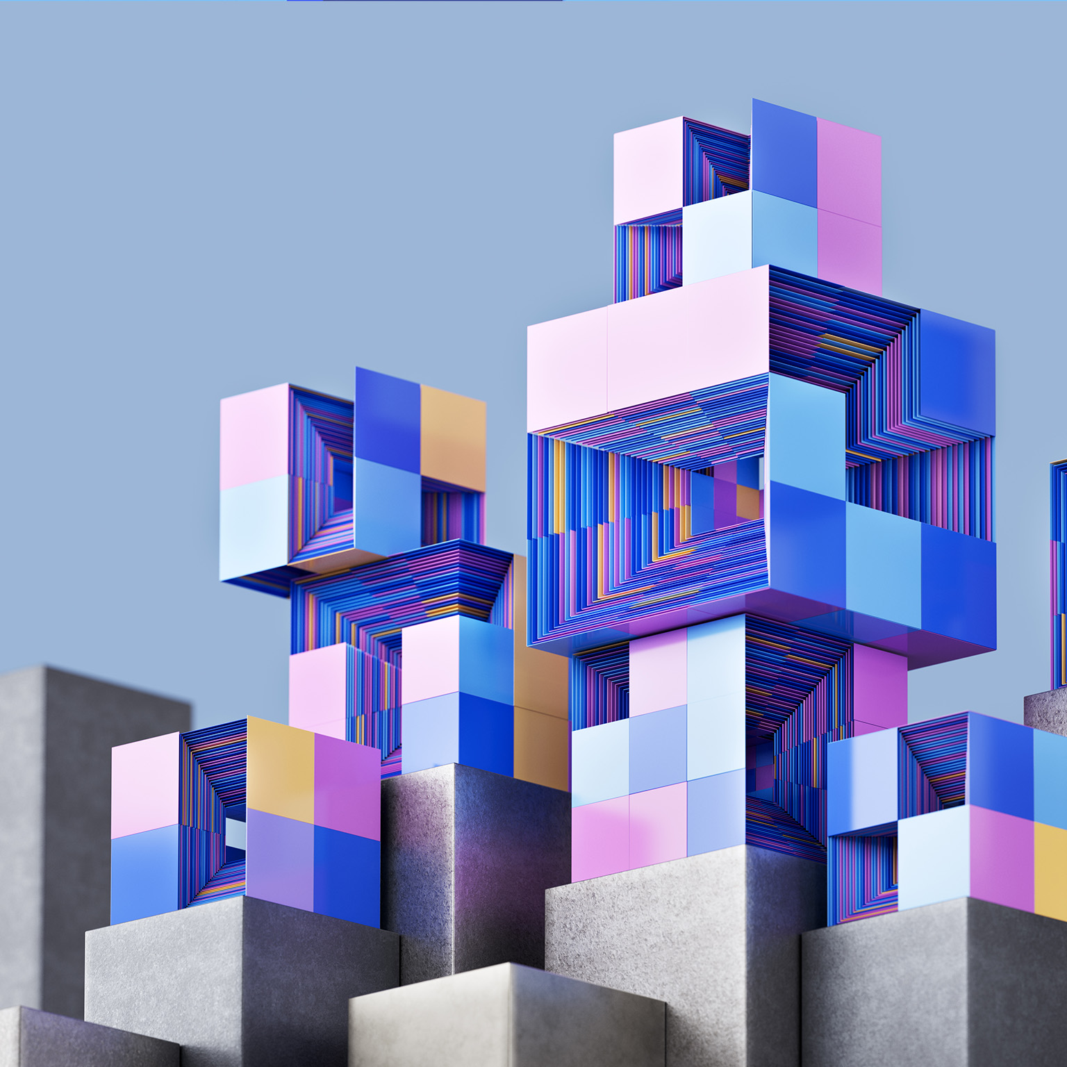 AI generated building blocks stacked on top of one another - illustration