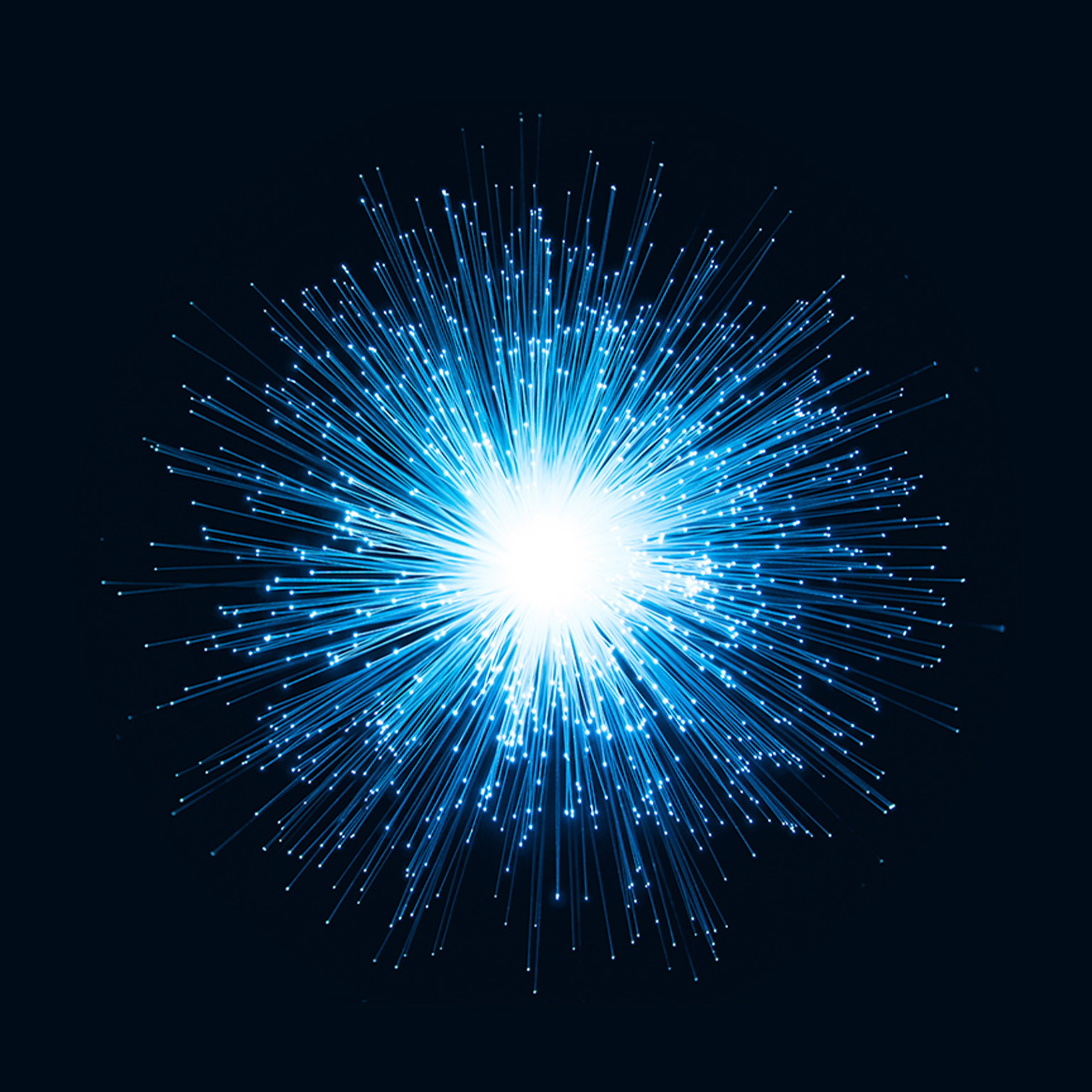 Illuminated Blue Radial Shape Fiber Optic - stock photo