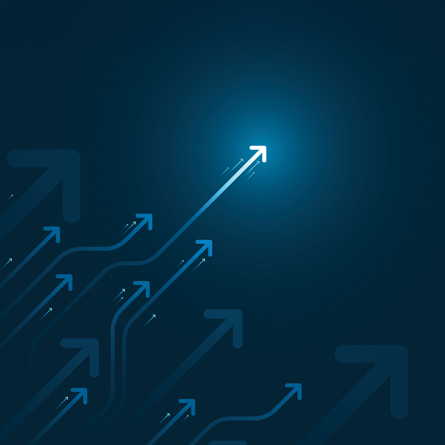Light arrow circuit on blue background. - stock illustration
