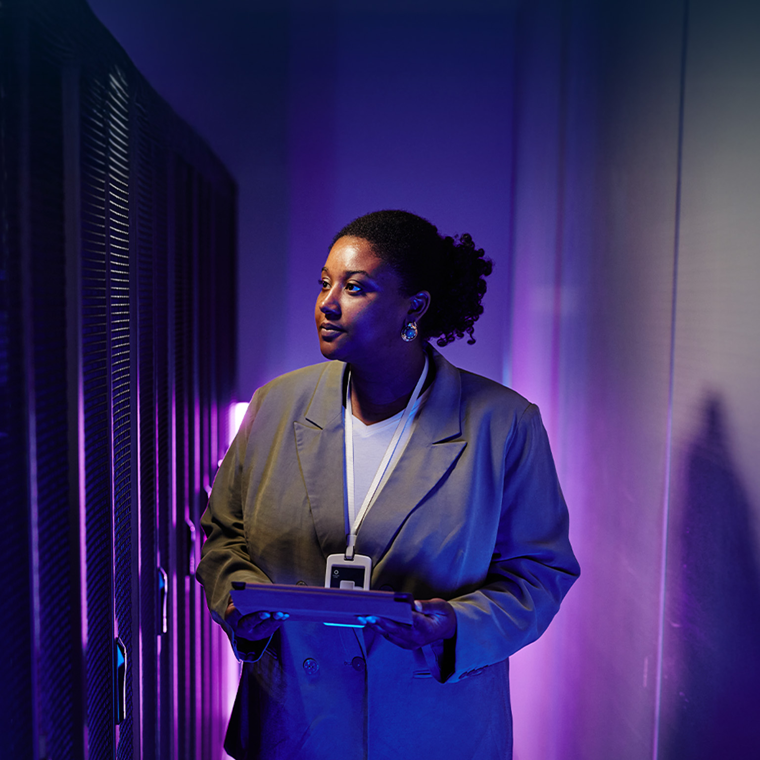 Female System Admin in Neon Light