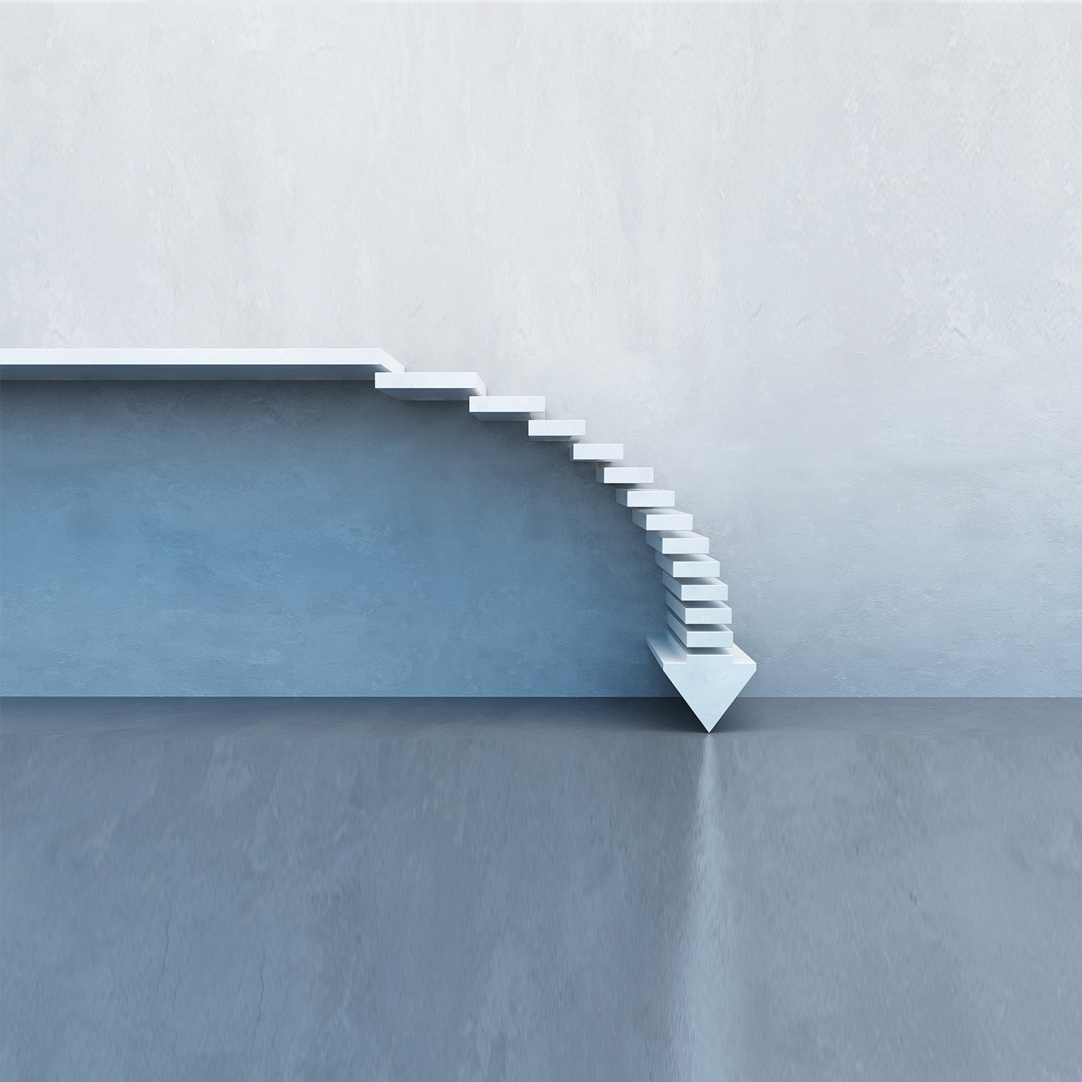 Crisis concept, falling stairs - stock photo