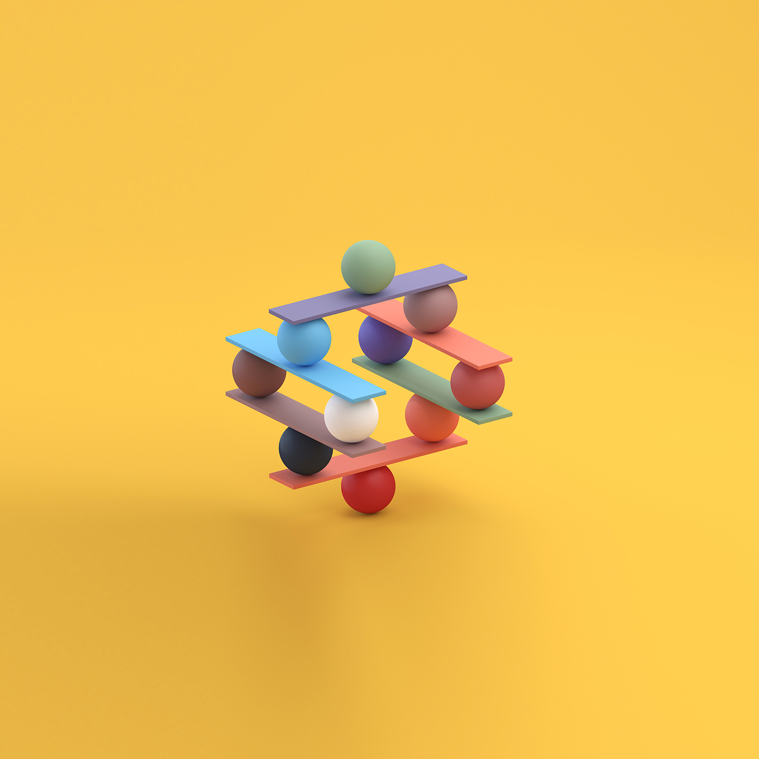 Jenga game color block tower with balls - stock photo