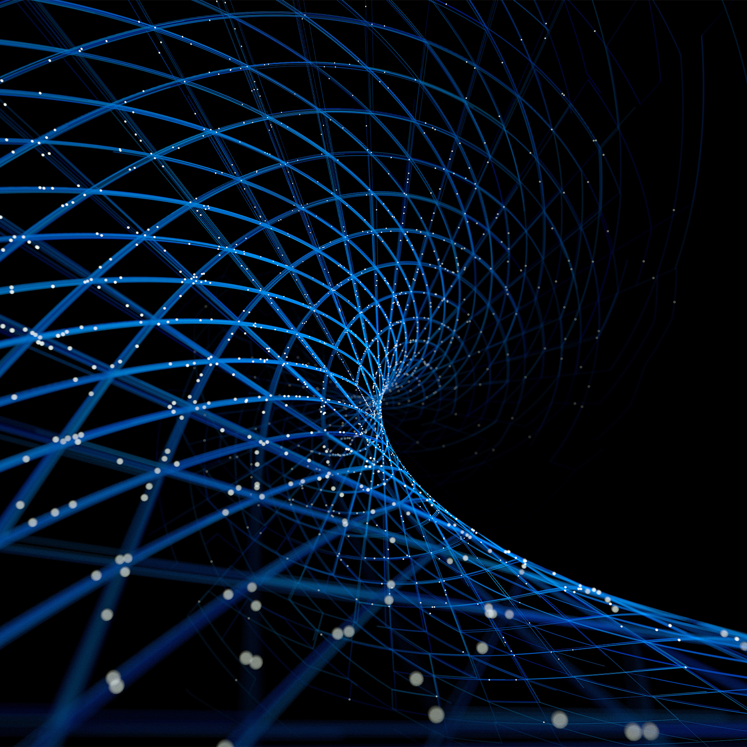 Abstract big data picture. Blue lines graphed along x and y axis around data points. - stock photo