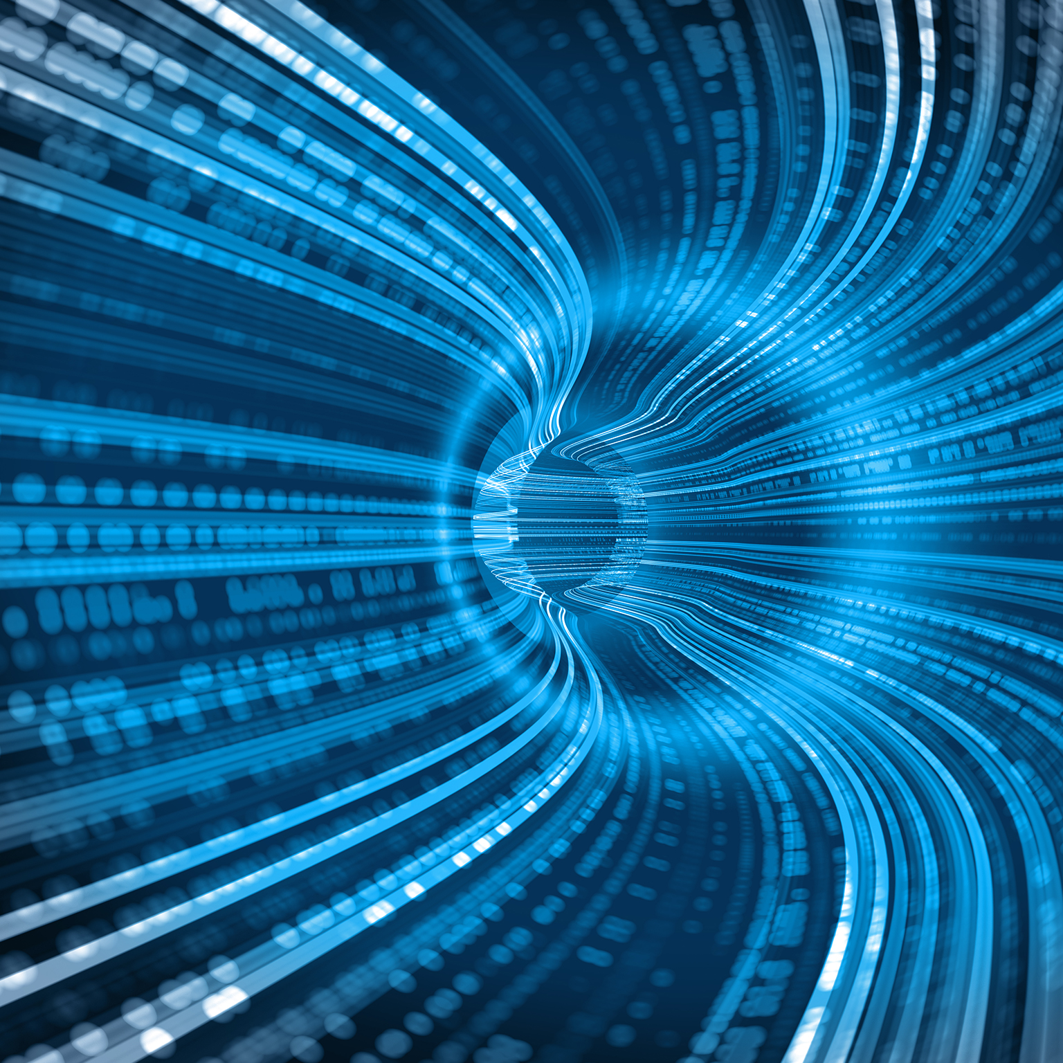 Blue abstract glowing neutral background representing cloud transformation.