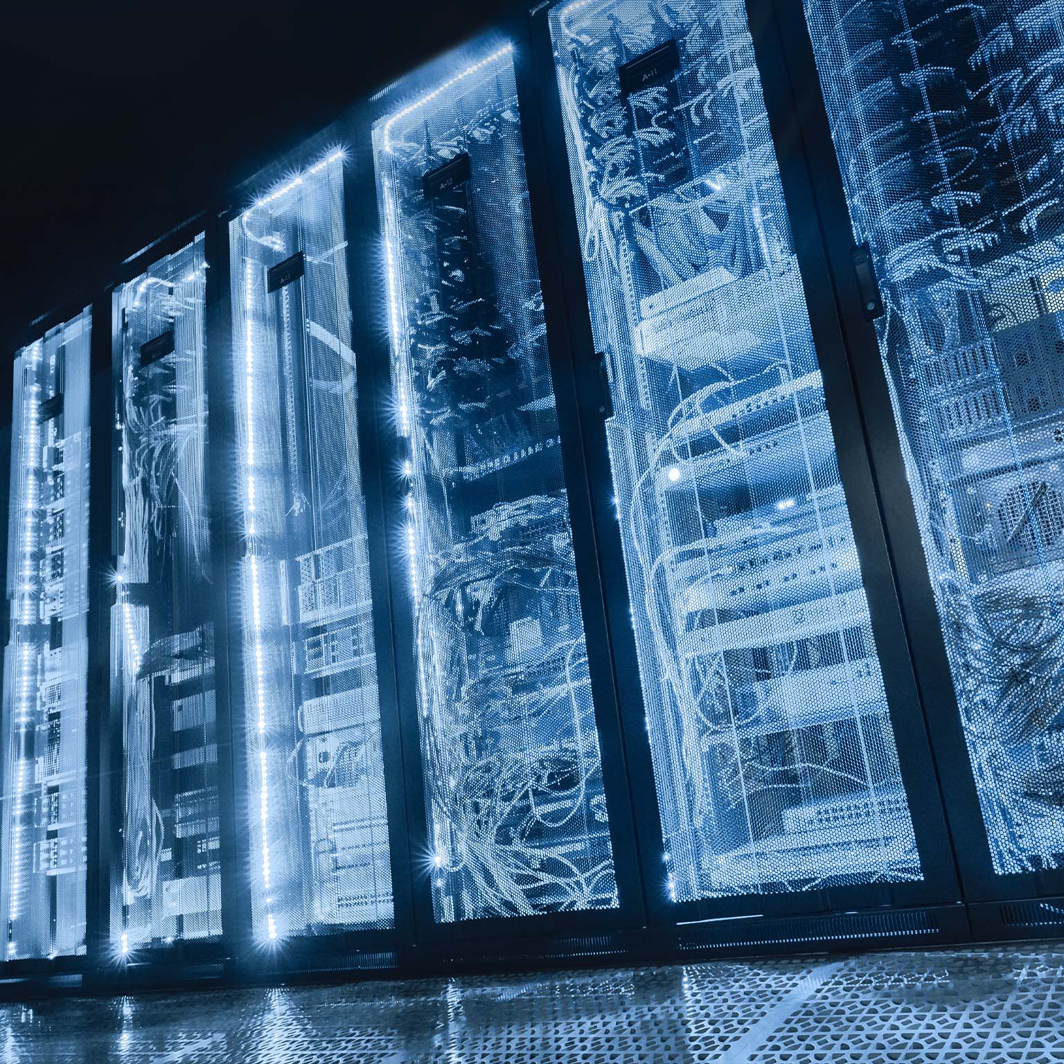 Data center in server room with server racks