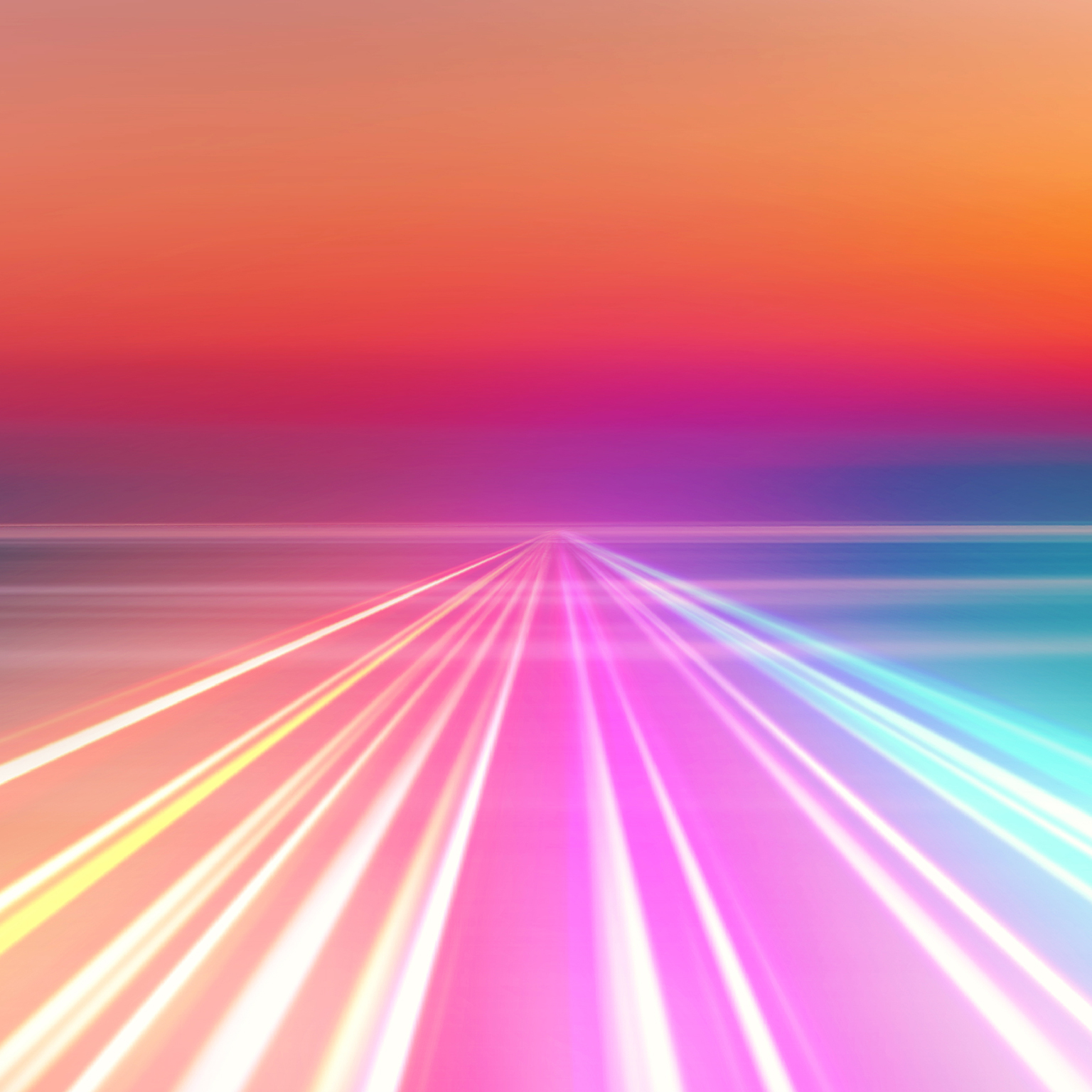 Abstract picture of colorful light trails crossing twilight sky with fast motion.