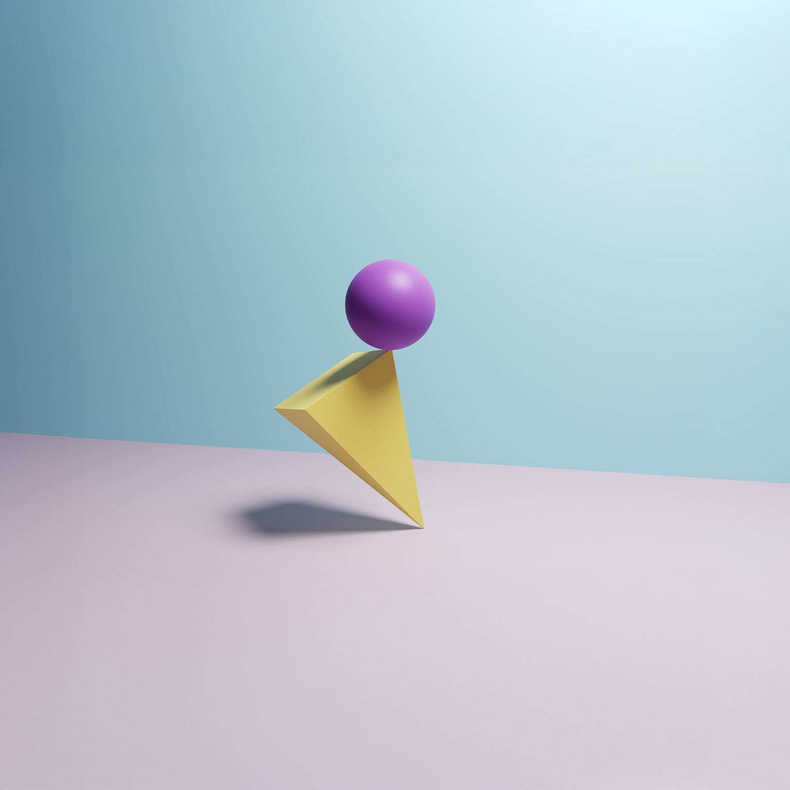 Sphere balanced on a pyramid in an impossible position