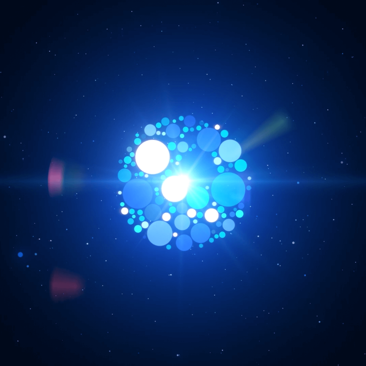 Glowing orbs floating in middle of space - stock illustration