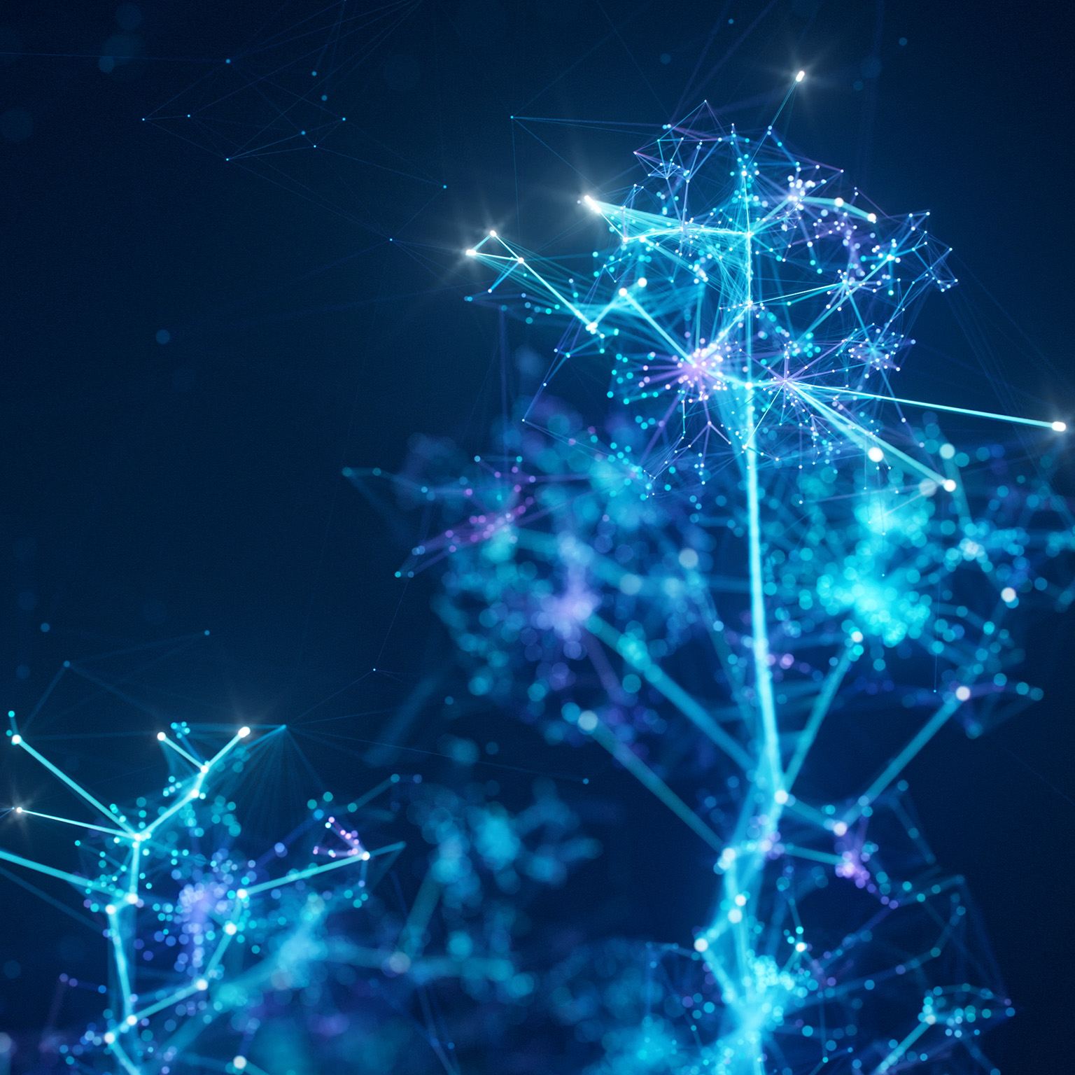 Complex Digital Structure Growing Endlessly - Intricate Connection Lines Symbolizing Innovative Artificial Intelligence Or Big Data Models