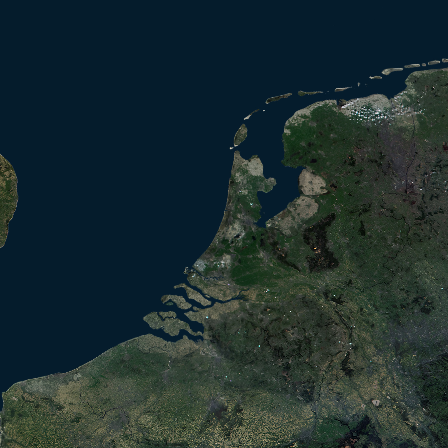 Close-up aerial view of the Netherlands