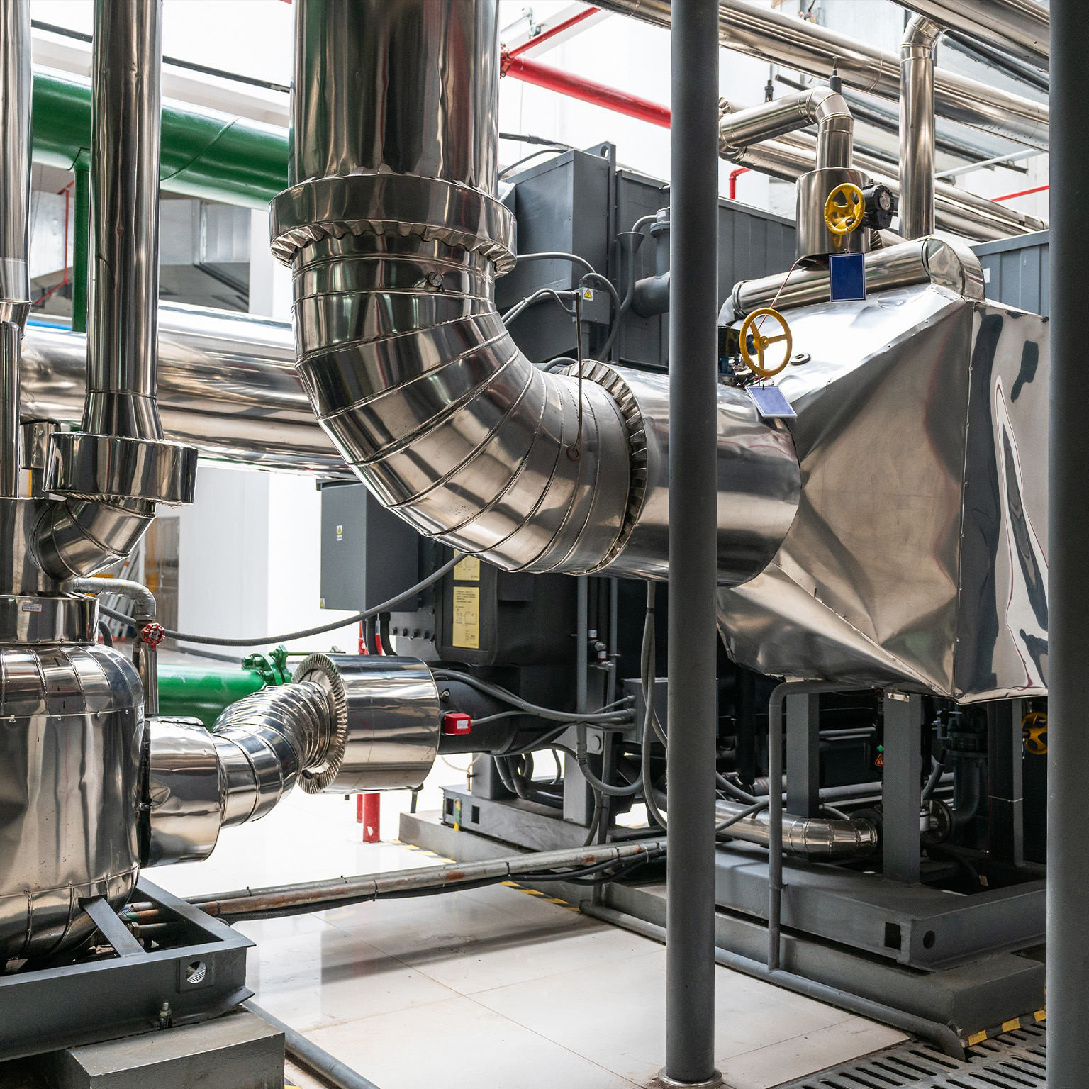 Lithium bromide absorption heat pump in power plant - stock photo