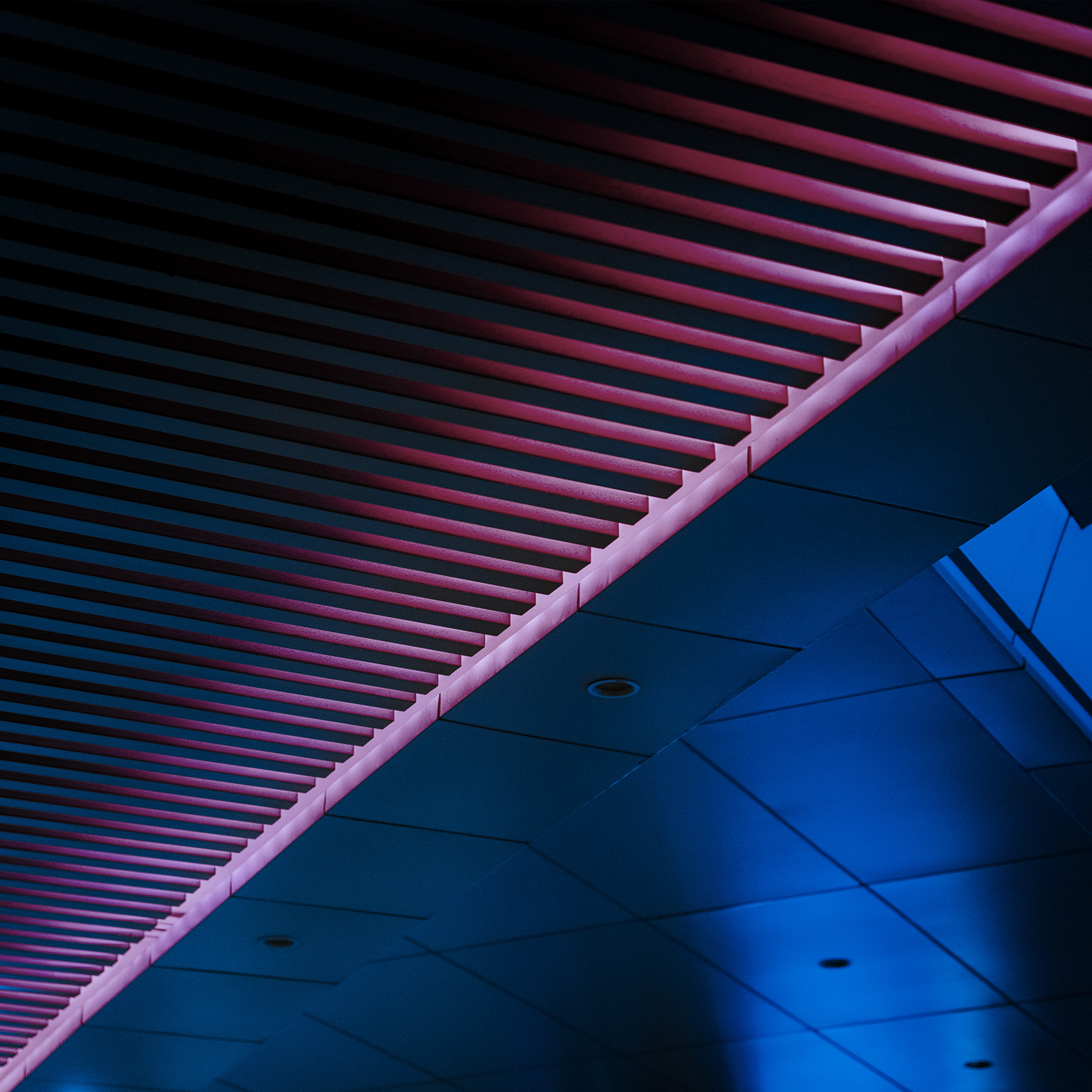 Close-up of pedestrian bridge at night