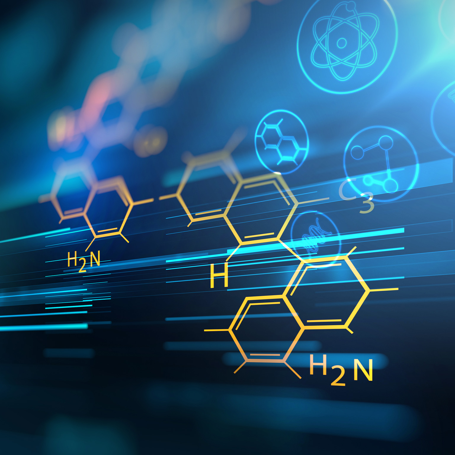 Chemical science, medical substance and molecules background