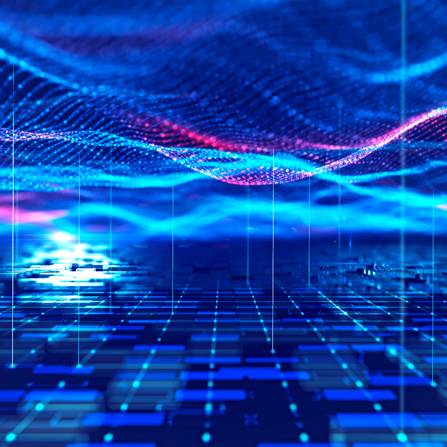 Abstract extreme close-up image of semiconductor and data connection.