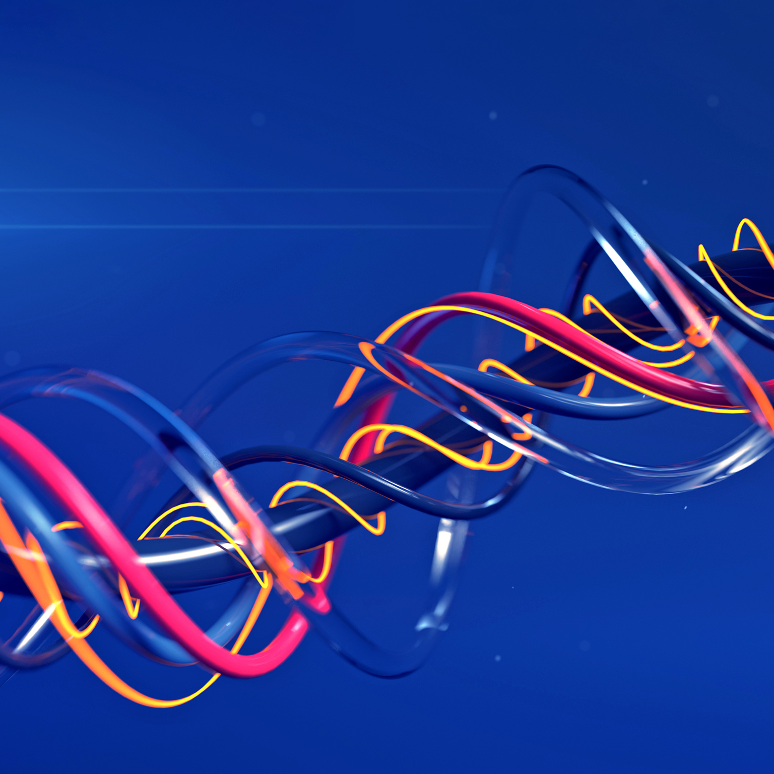  Digital generated image featuring colorful, intertwined, and spiraling tubes.