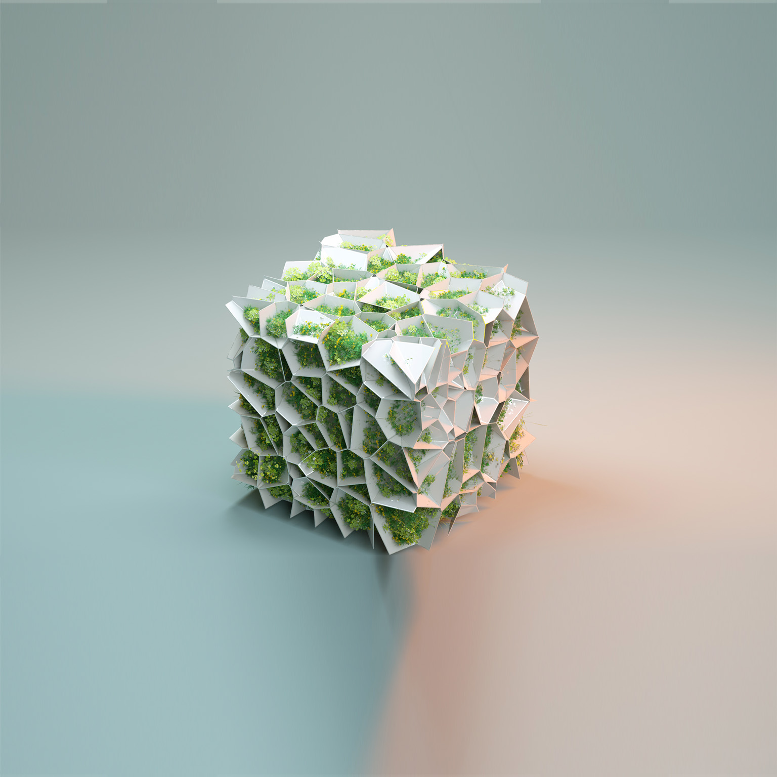 Green organic cube - stock photo