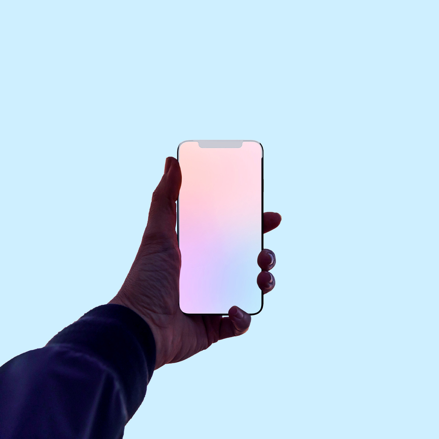Creative picture capturing the colors of sunset sky with mobile phone