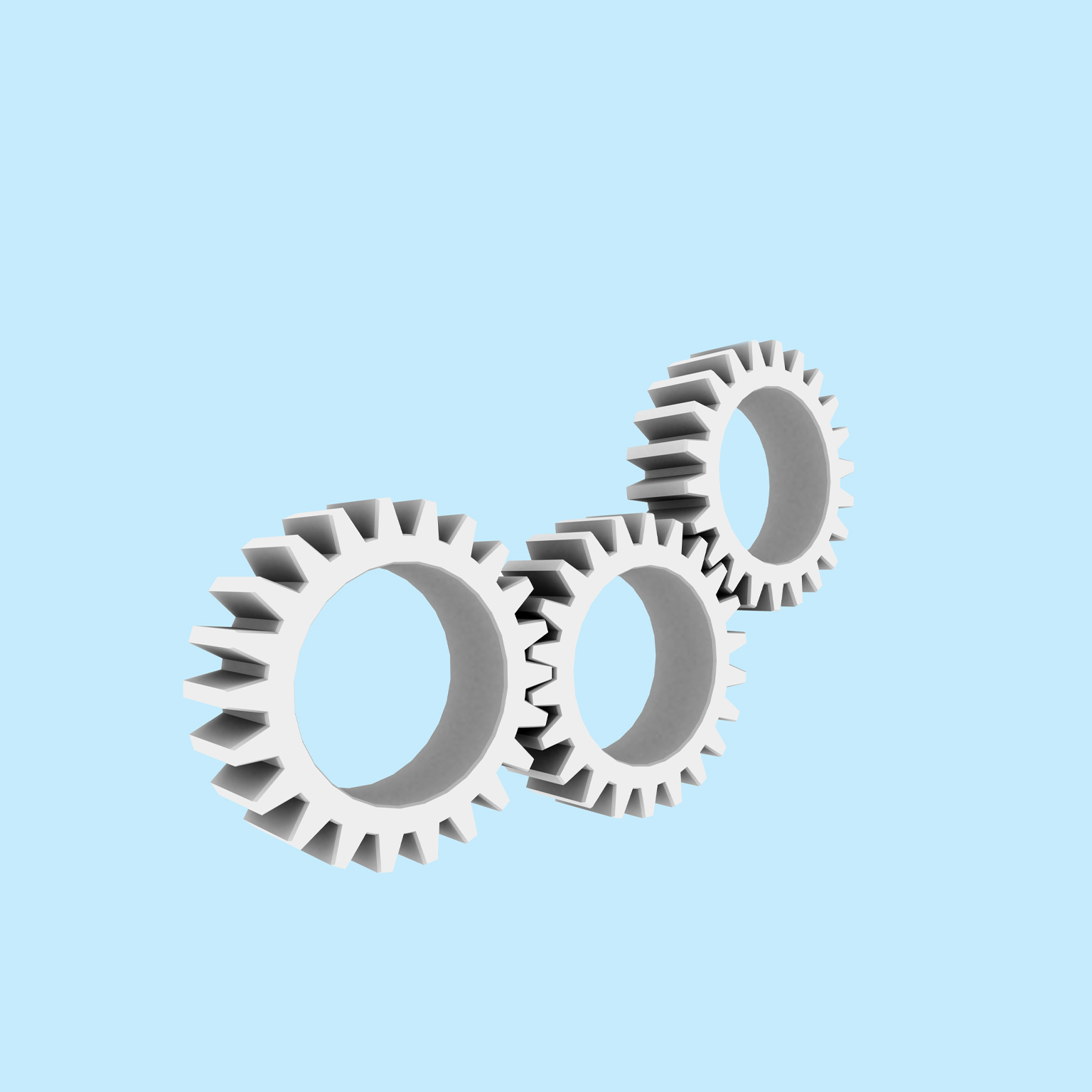 Three gear wheels in contact