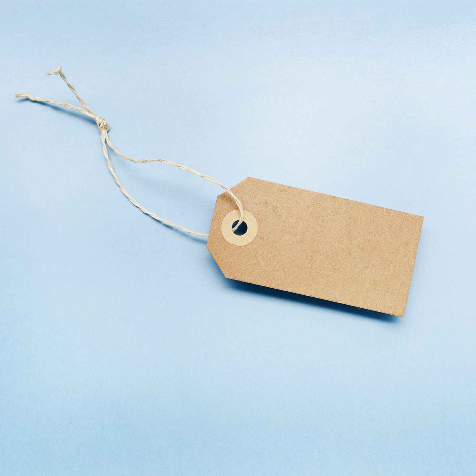 Paper tag on a string