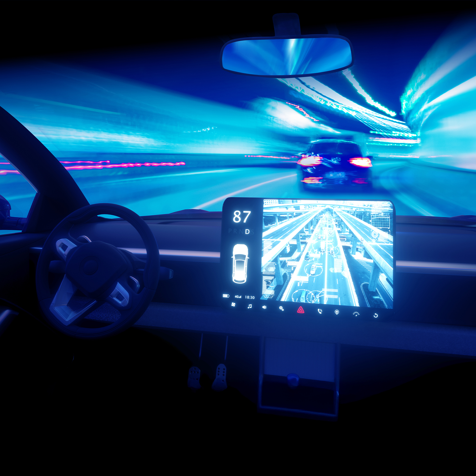 Automatic car speeding at night