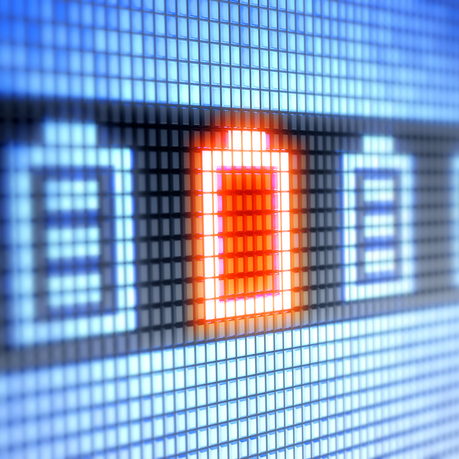 Digital image of battery indicators with a row of blue full indicators and one red empty indicator.