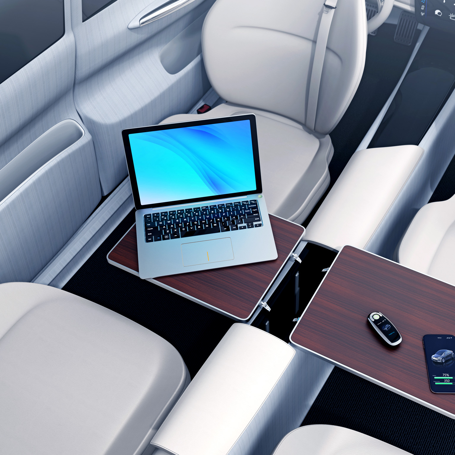 Self driving car interior.