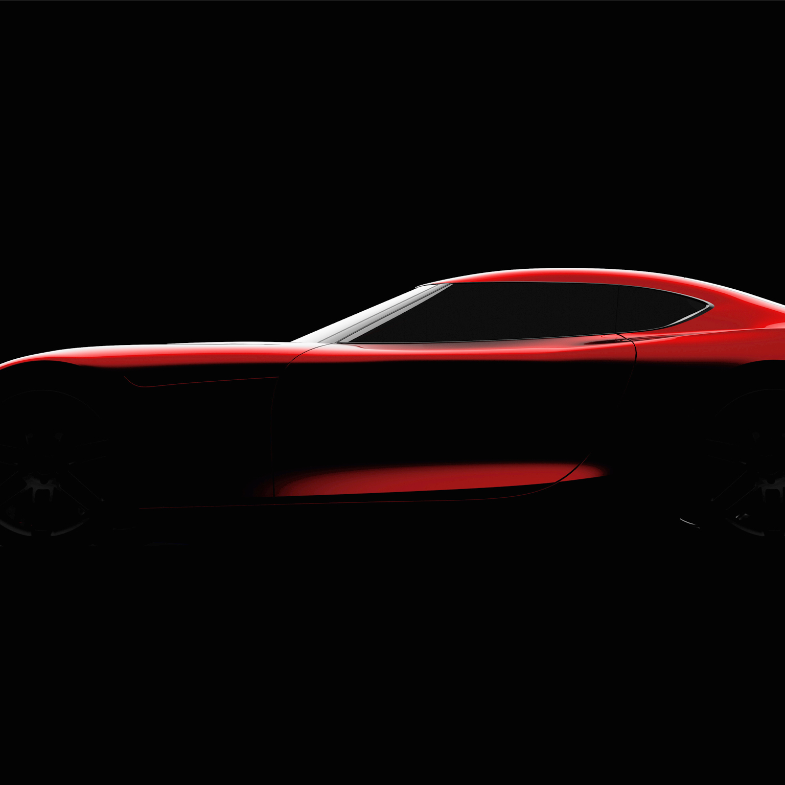 Sports car silhouette on black background