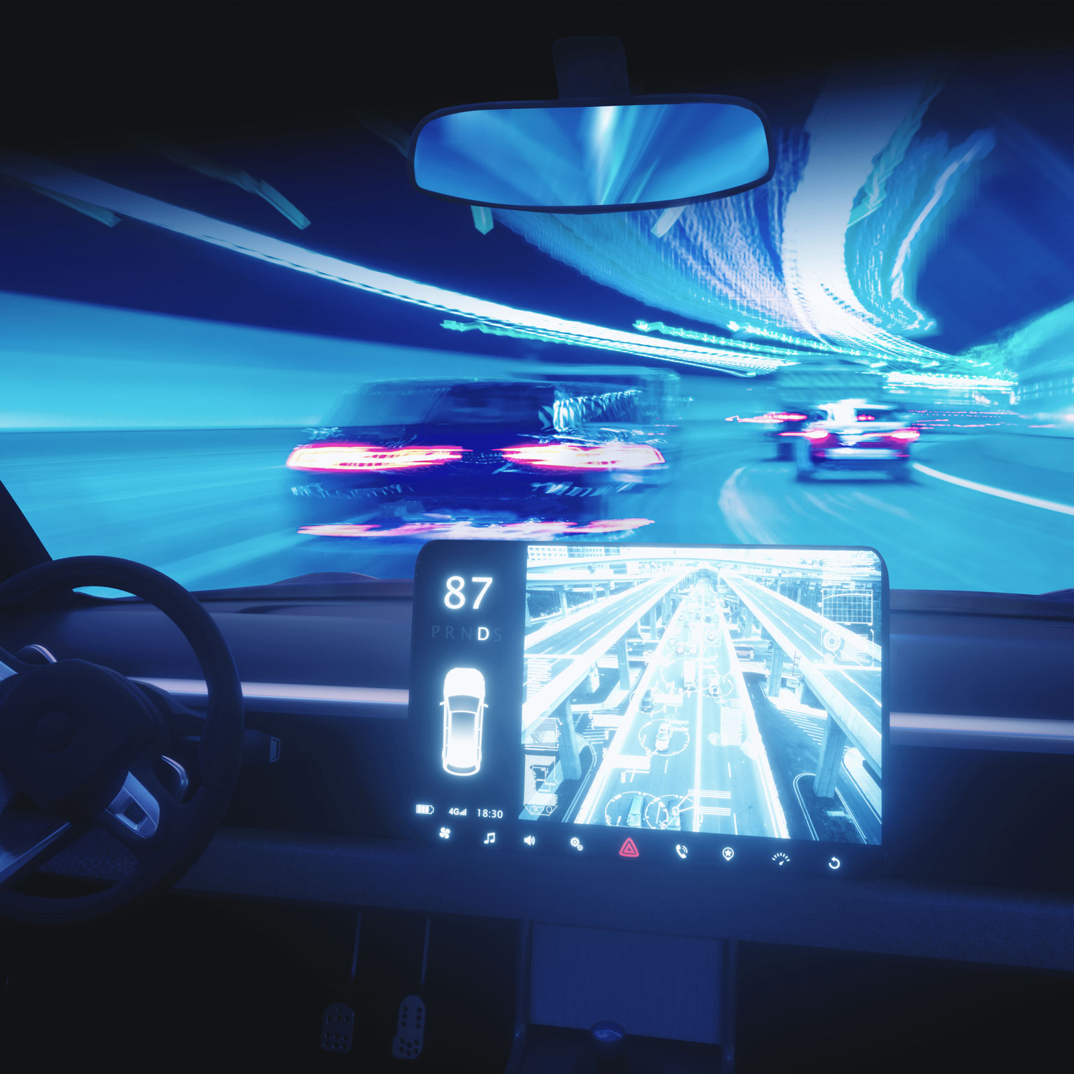 Automatic car speeding at night