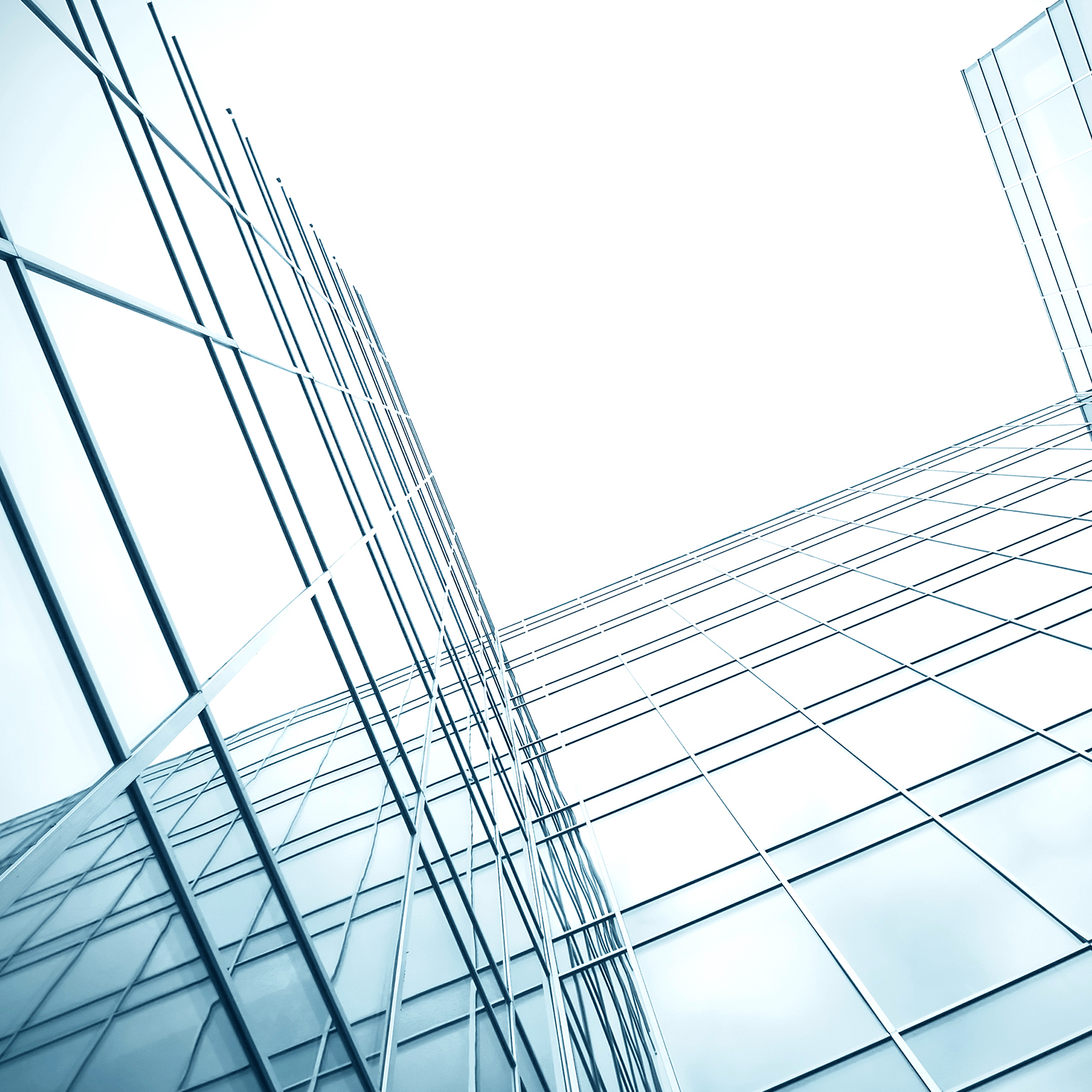 Transparent glass wall of contemporary skyscraper