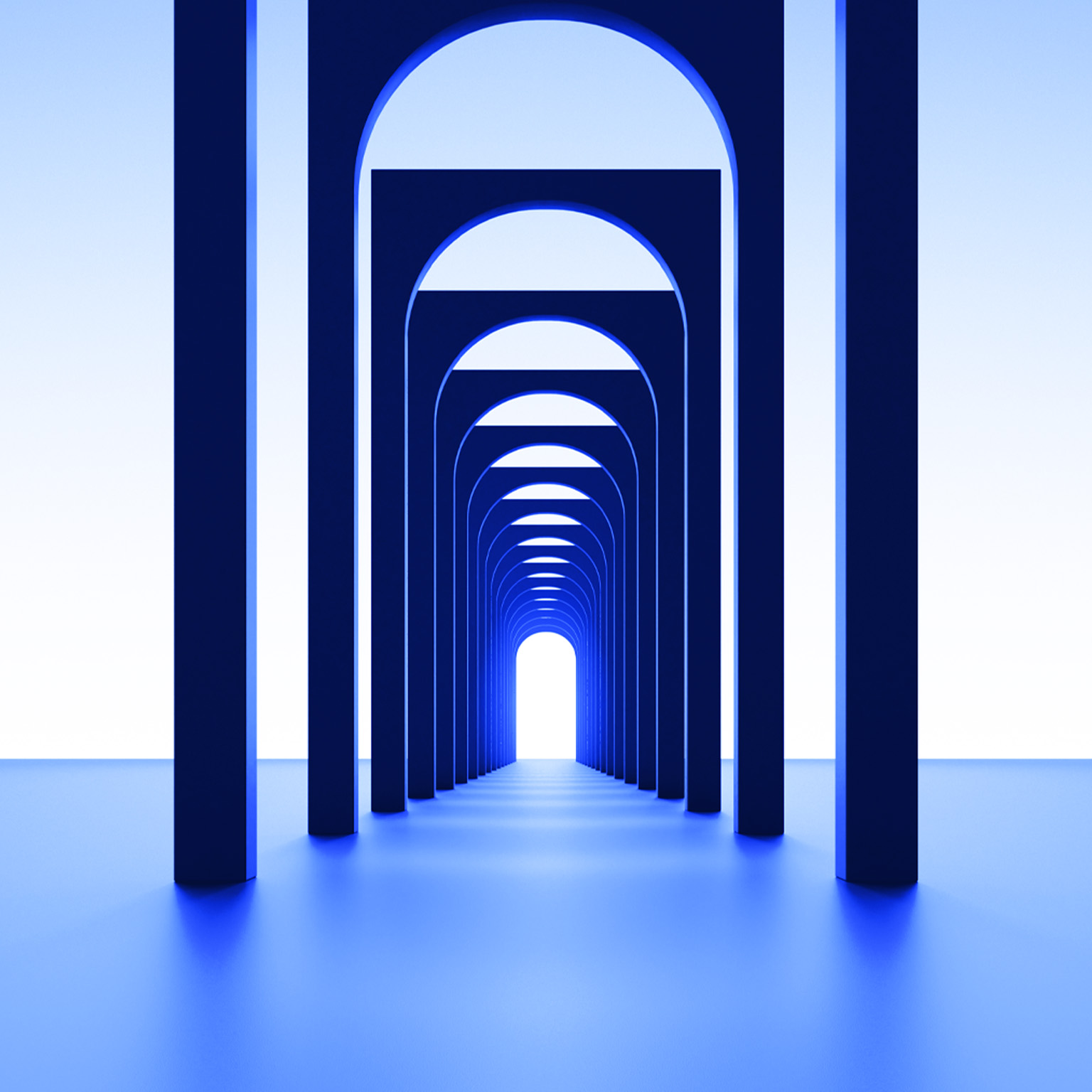 Concentric gate images in a blue background