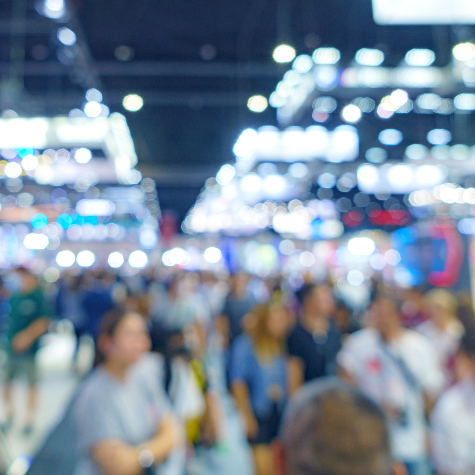 Blur, defocused background of public exhibition hall. Business tradeshow, job fair,