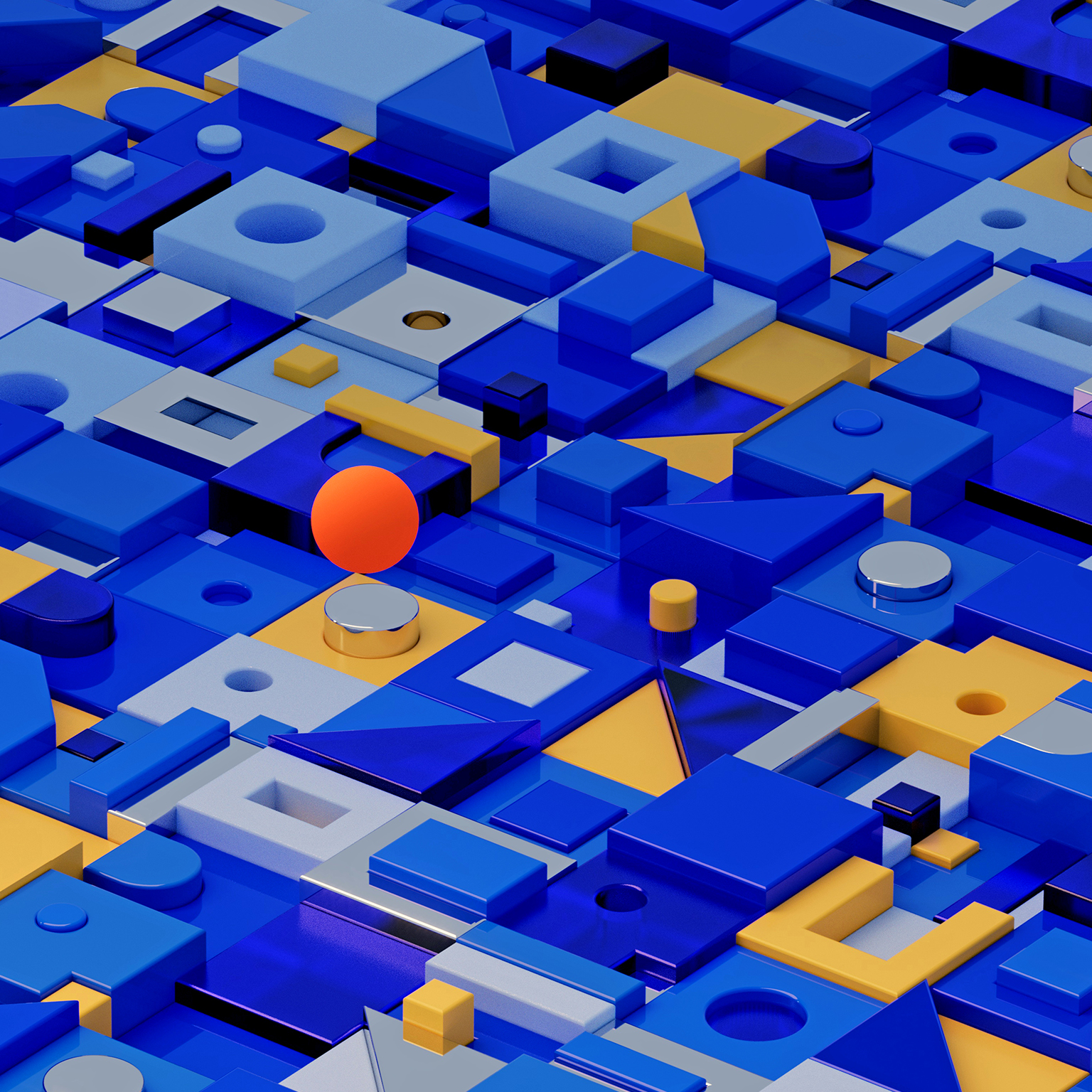  Bright blue and yellow shapes creating an interesting pattern