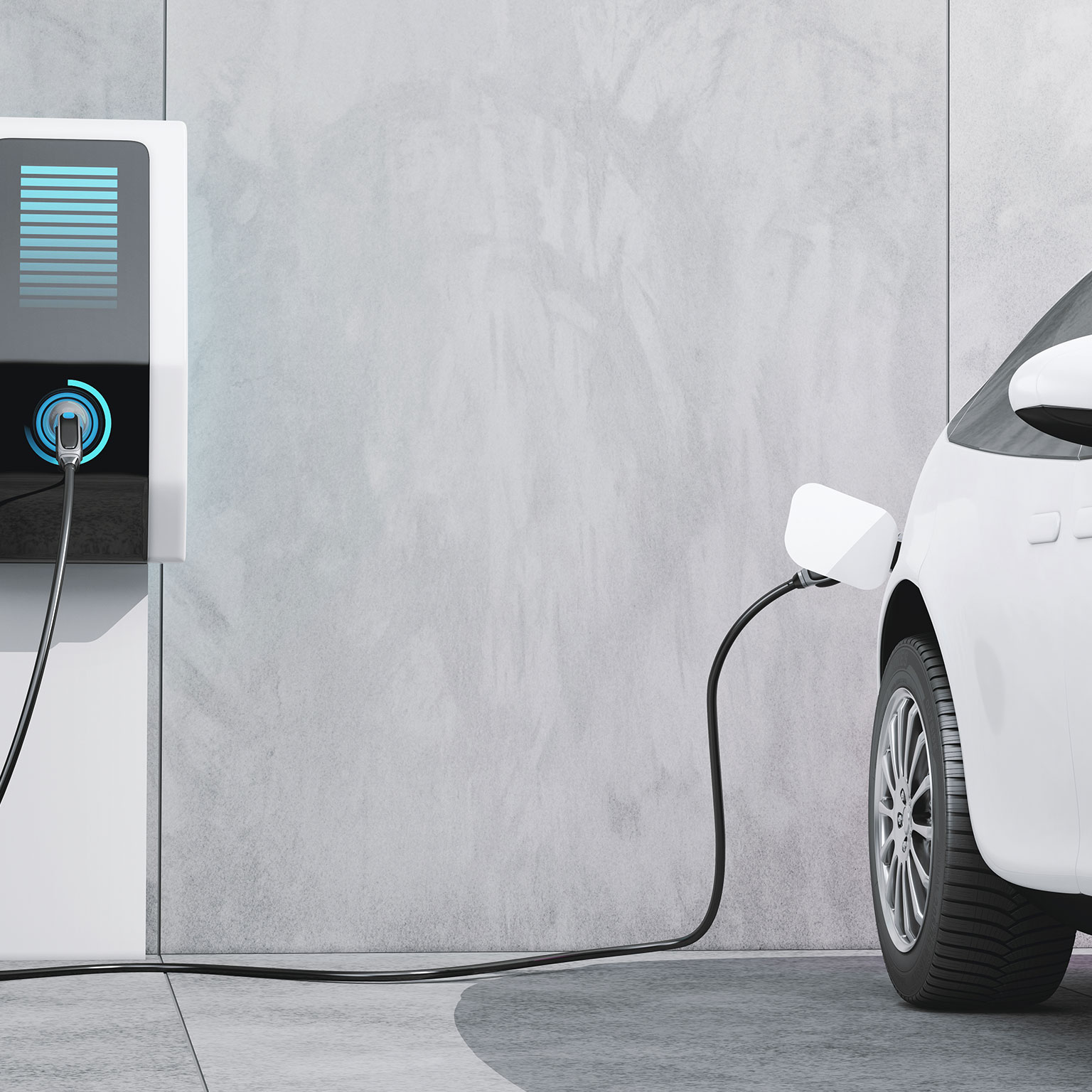 Electric car being charged