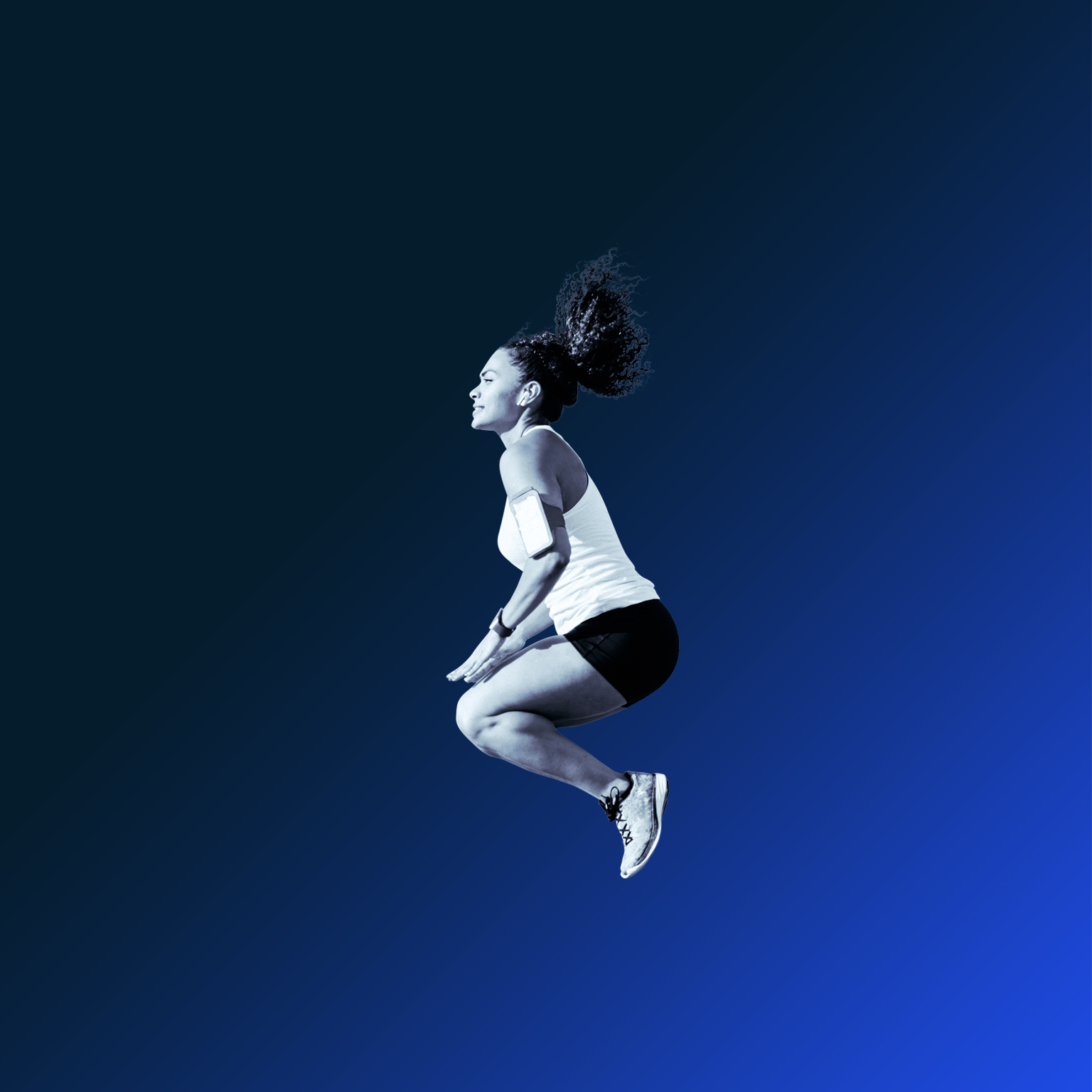 Woman jumping while doing sport.