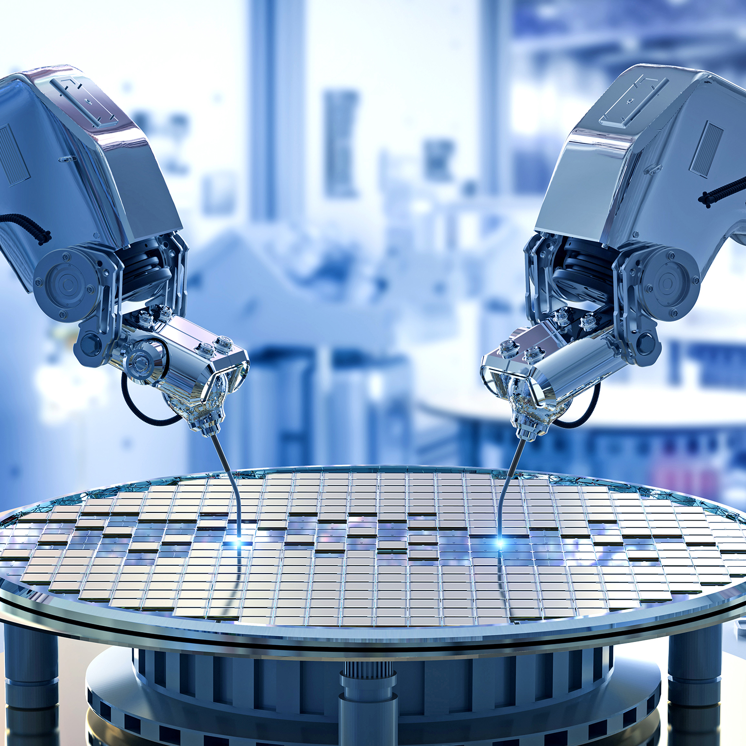 Semiconductor manufacturing with robotic arms 