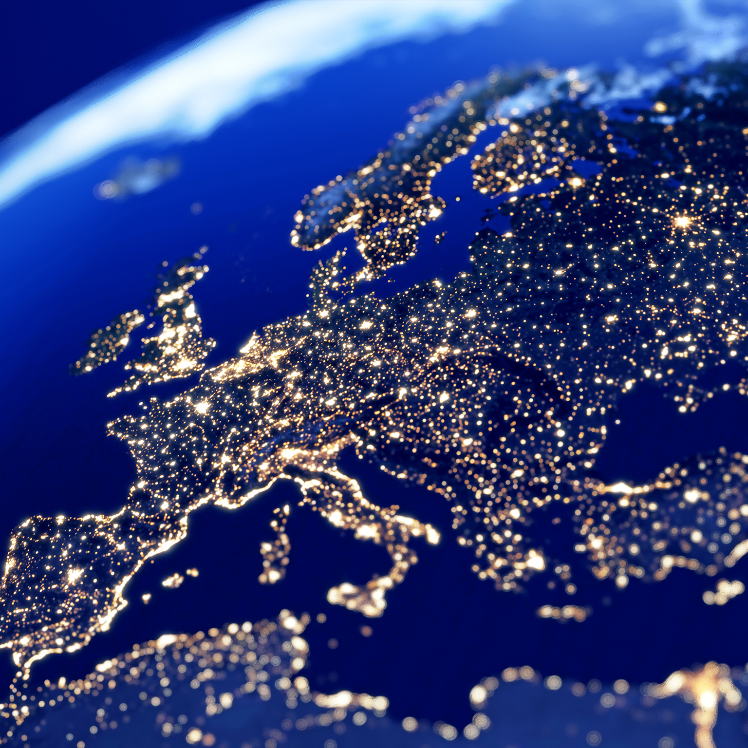 Europe Night Lights View From Space