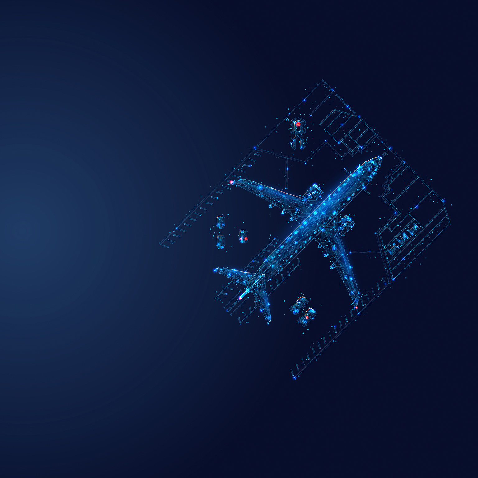 Abstract low poly illustration of airplane concept - stock illustration