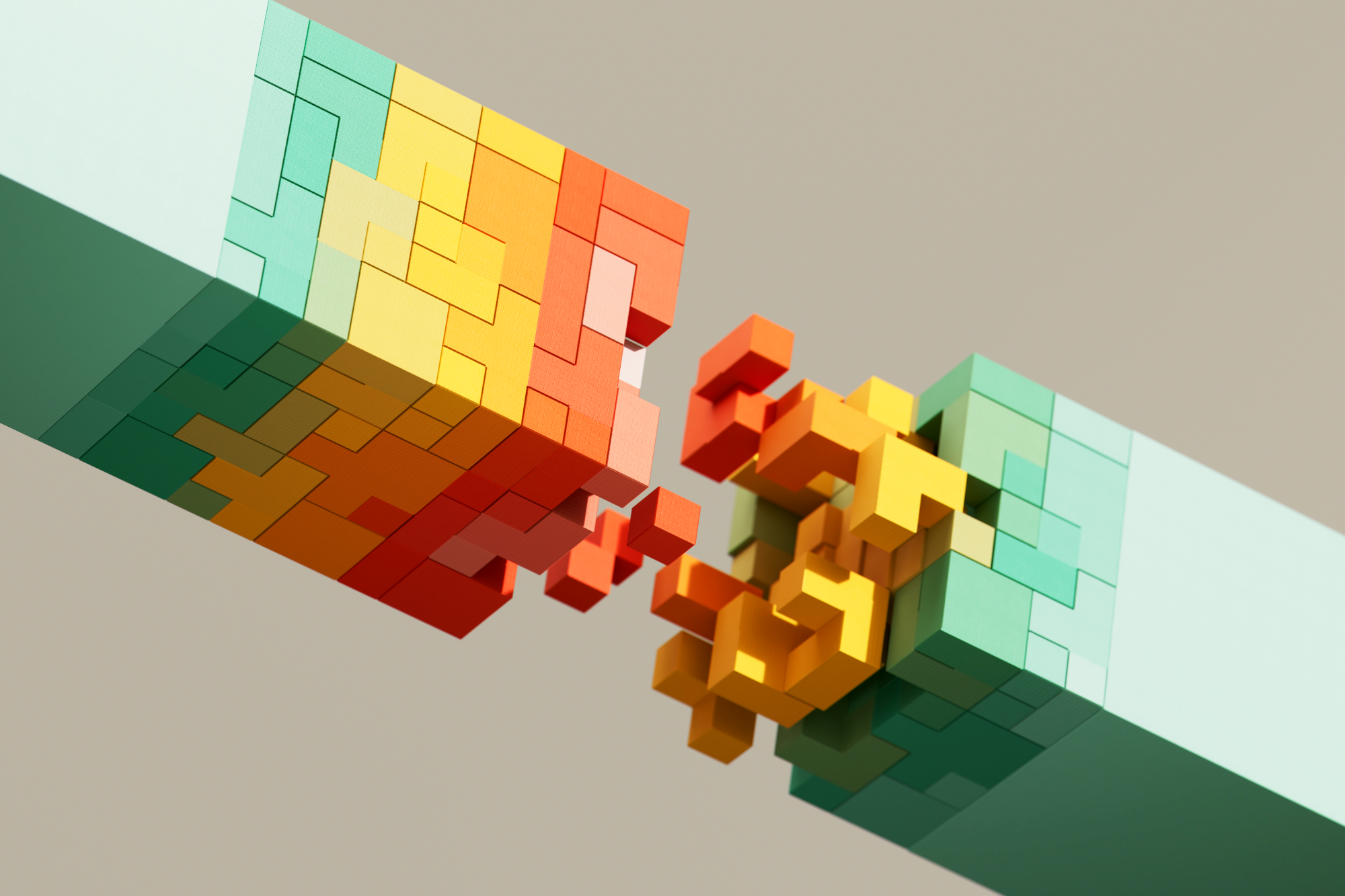 Vibrant coloured futuristic cubes
