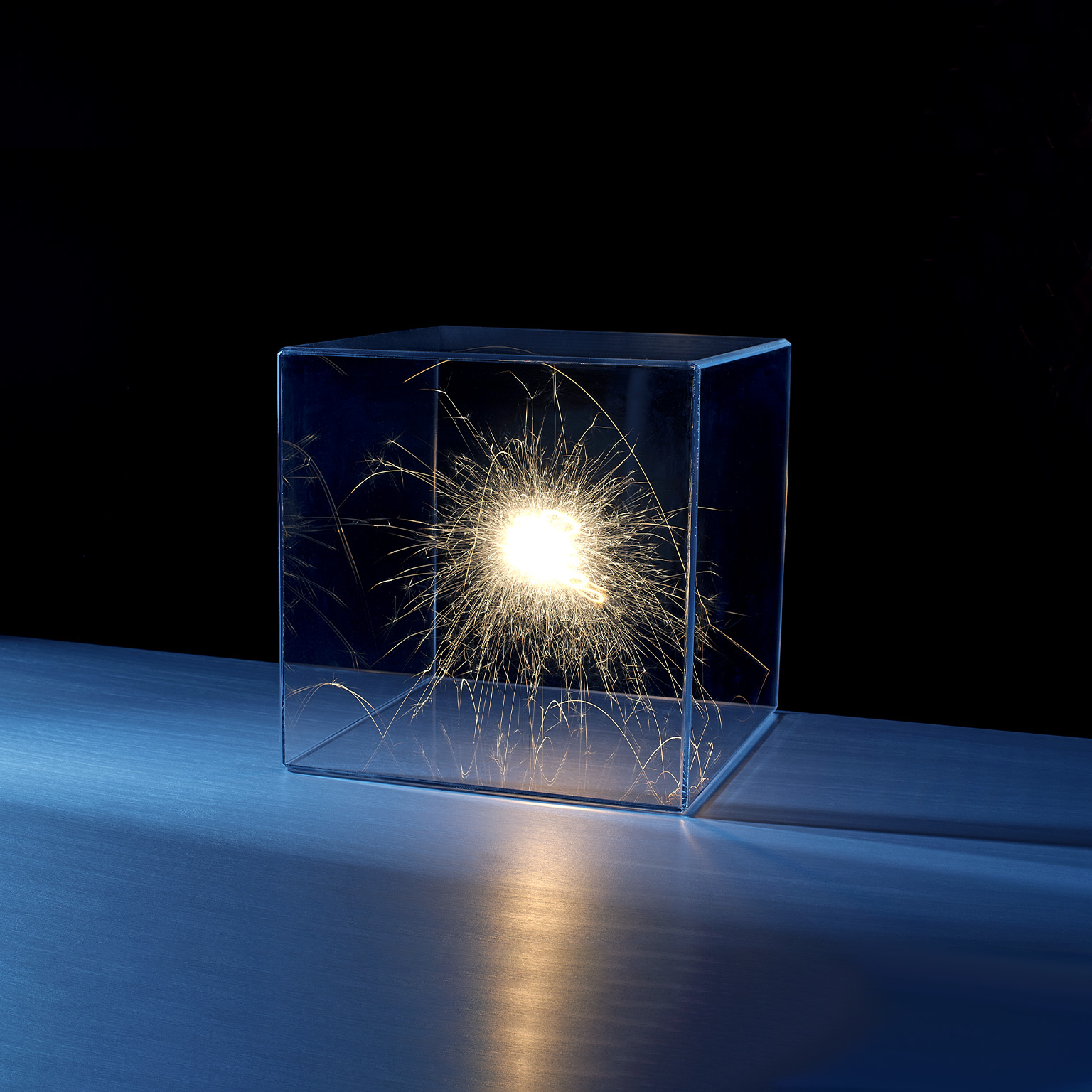 Sparks in a clear box