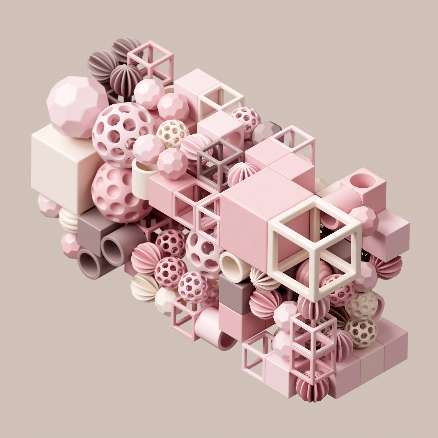 Abstract data cubes and spheres connection. The concept of big data, artificial intelligence and cloud technology. - stock photo
