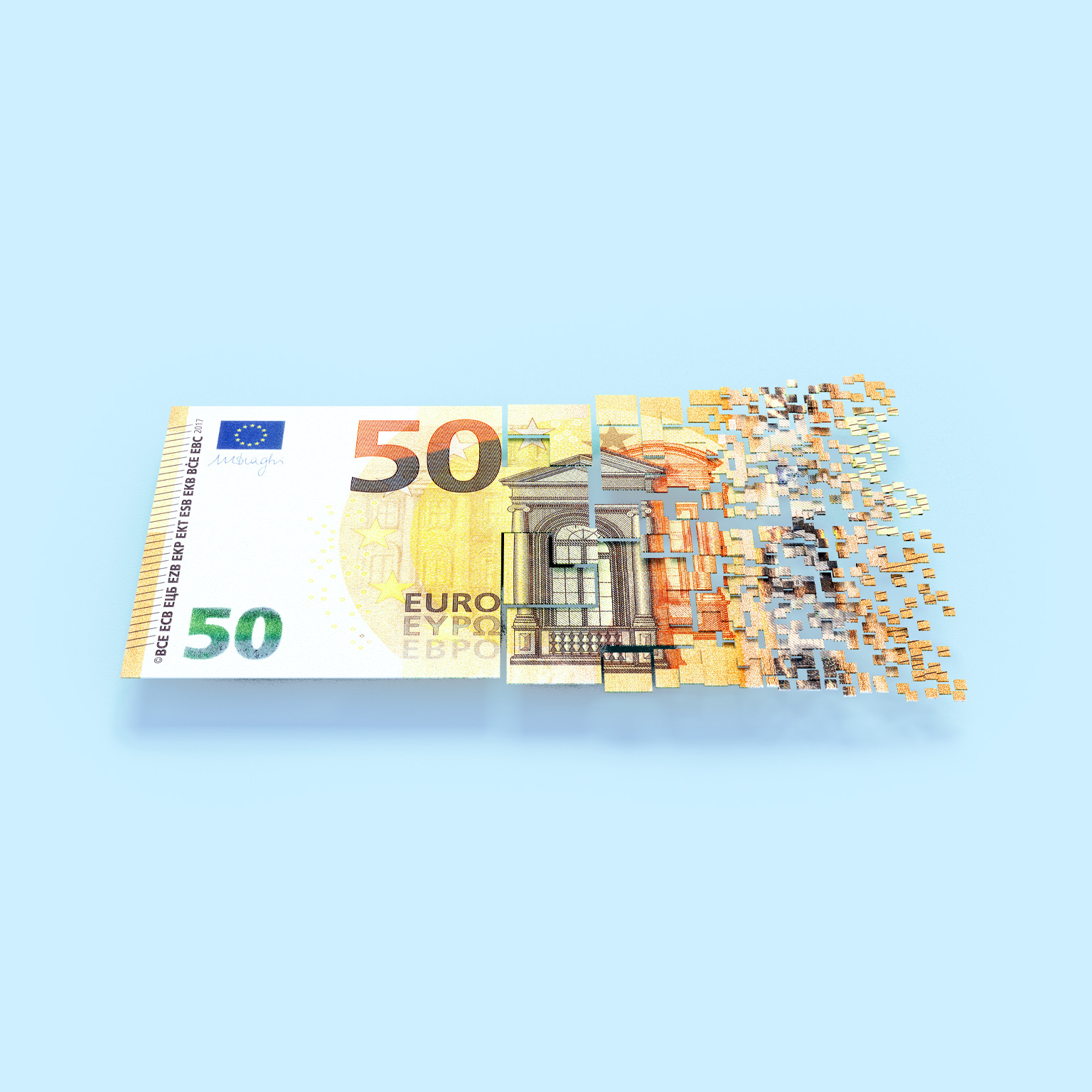 Dissolving Euro banknote