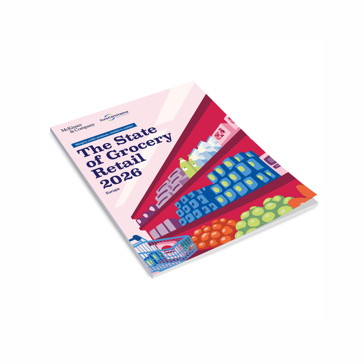 This image is the cover of The State of Grocery Retail Europe 2026, a report analyzing market trends and industry challenges.